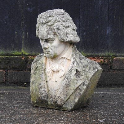 Lot 8 - A reconstituted stone bust of Beethoven