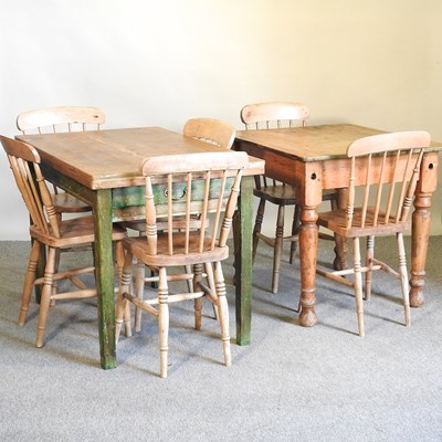 Lot 347 - Two pine tables and six chairs