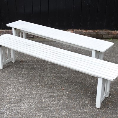 Lot 309 - A pair of painted benches