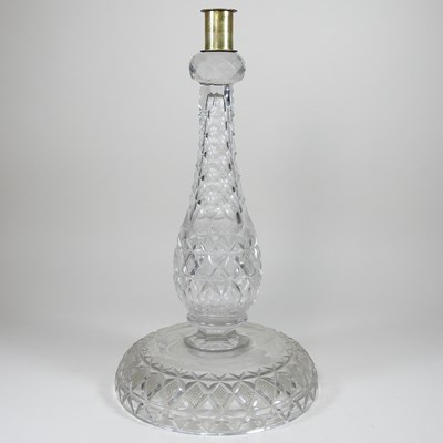 Lot 48 - A cut glass oil lamp base