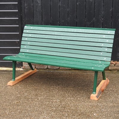 Lot 330 - A green painted garden bench