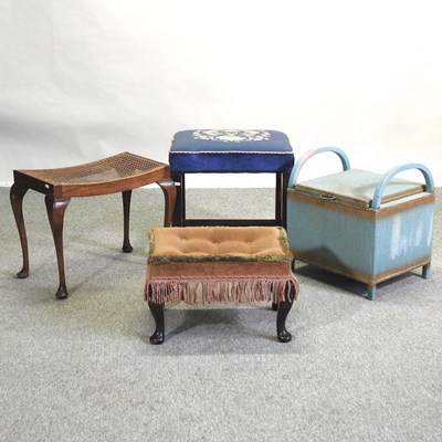 Lot 104 - A mahogany stool, with a cane seat