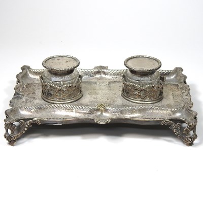 Lot 1 - An Edwardian silver desk stand