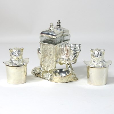 Lot 13 - A novelty plated  and glass cruet