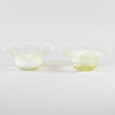 Lot 75 - A pair of vaseline glass light shades