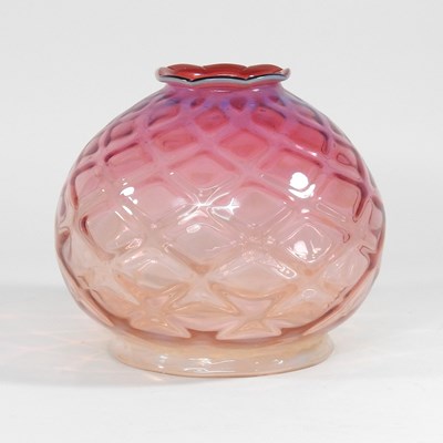 Lot 53 - A pink glass oil lamp shade