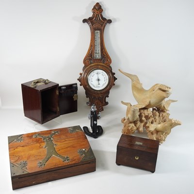 Lot 97 - A 19th century walnut and brass bound writing slope