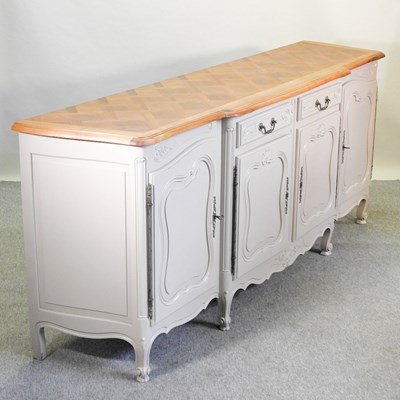 Lot 476 - A large French grey painted sideboard