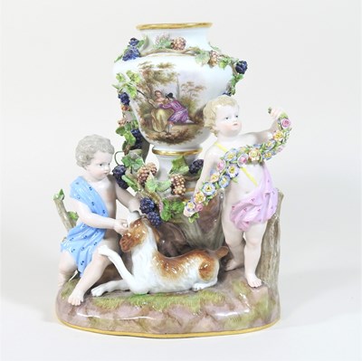 Lot 21 - A 19th century Meissen porcelain figural centrepiece