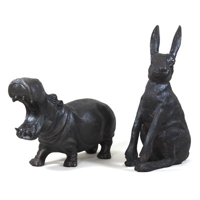 Lot 181 - A modern bronzed model of a hippo