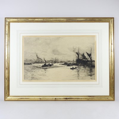 Lot 482 - William Lionel Wyllie, 1851–1931, harbour scene, signed etching