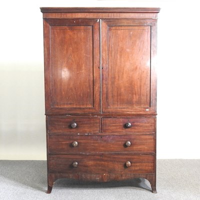 Lot 103 - A Regency mahogany and ebony strung linen press