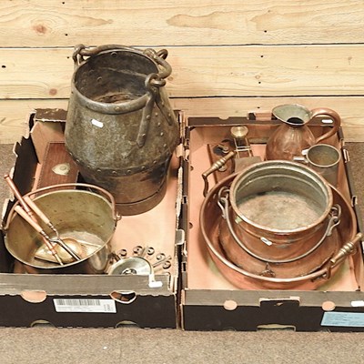 Lot 224 - Two boxes of metalwares