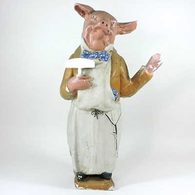 Lot 531 - An early 20th century butcher's shop window display plaster model of a pig