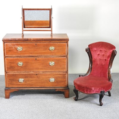 Lot 523 - A George III chest and nursing chair