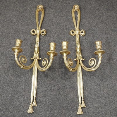 Lot 88 - A pair of gilt brass wall lights