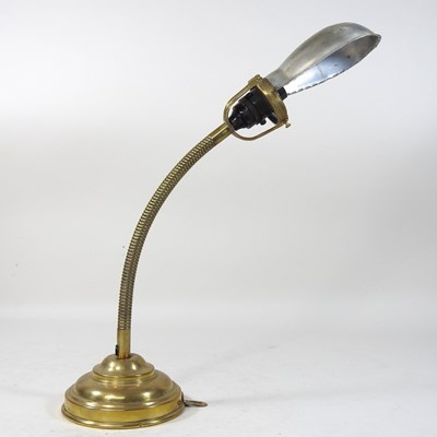 Lot 91 - A mid 20th century flexible brass desk lamp