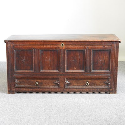 Lot 123 - An 18th century oak mule chest