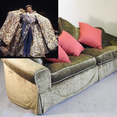 Lot 468 - A large green sofa, formerly the property of the pianist Liberace
