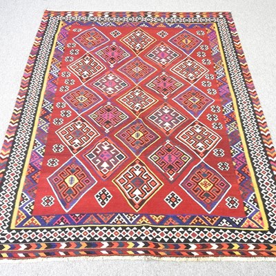 Lot 162 - A Persian kilim, with all over coloured...