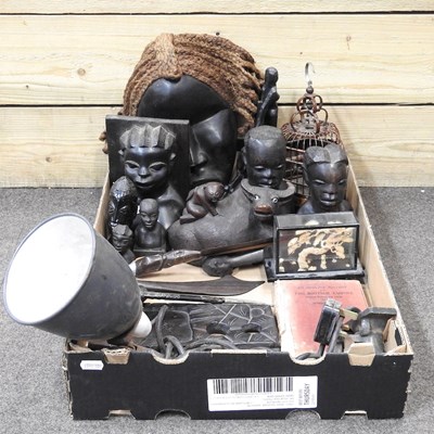 Lot 607 - An African carved wooden mask, with braided...