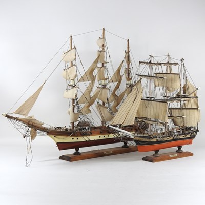 Lot 647 - A wooden model of a clipper, 48cm long,...