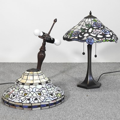 Lot 592 - A Tiffany style table lamp, 53cm high,...