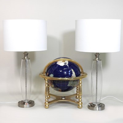 Lot 581 - A modern brass and hardstone set terrestrial...