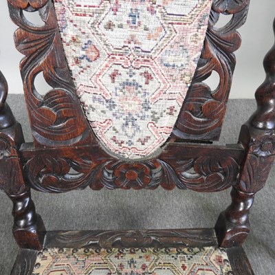 Lot 63 - A pair of 19th century carved oak high back...
