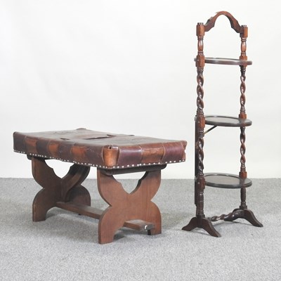 Lot 632 - A mid 20th century camel stools, together with...