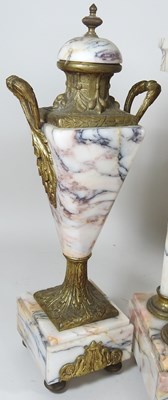 Lot 36 - A 19th century French marble three piece clock...