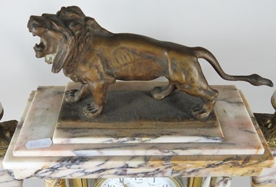 Lot 36 - A 19th century French marble three piece clock...