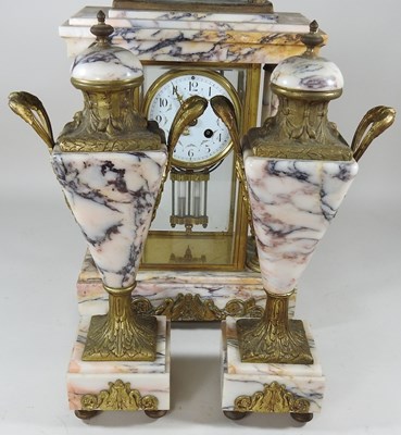Lot 36 - A 19th century French marble three piece clock...