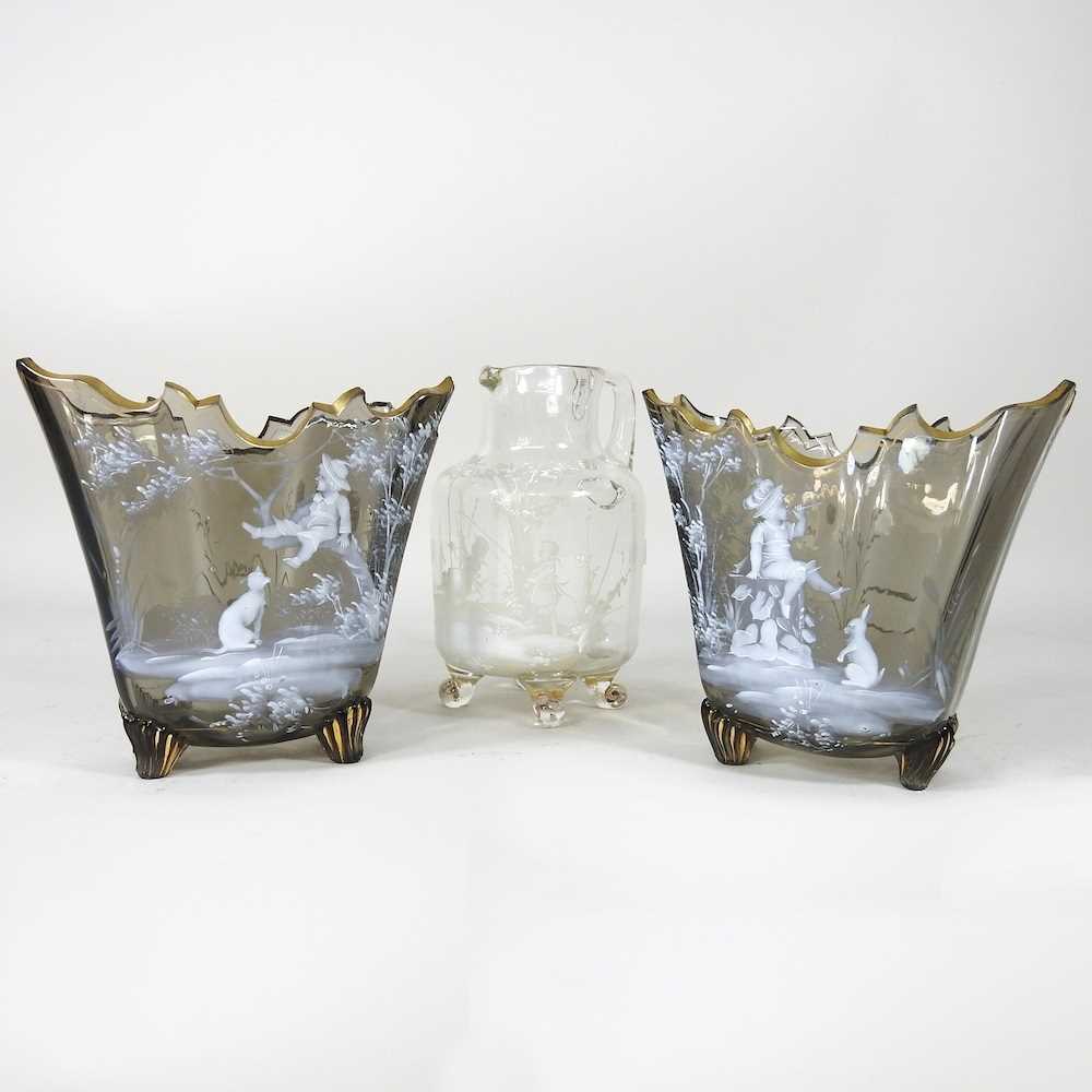 Lot 37 - An early 20th century glass jug, enamelled...