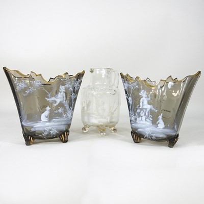 Lot 37 - An early 20th century glass jug, enamelled...