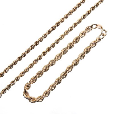 Lot 380 - A 9 carat gold rope twist necklace, 5.6g, 43cm...