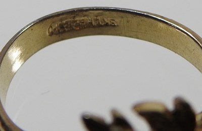 Lot 151 - A 9 carat gold diamond ring, 2.6g, size M,...