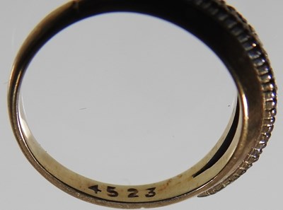 Lot 151 - A 9 carat gold diamond ring, 2.6g, size M,...