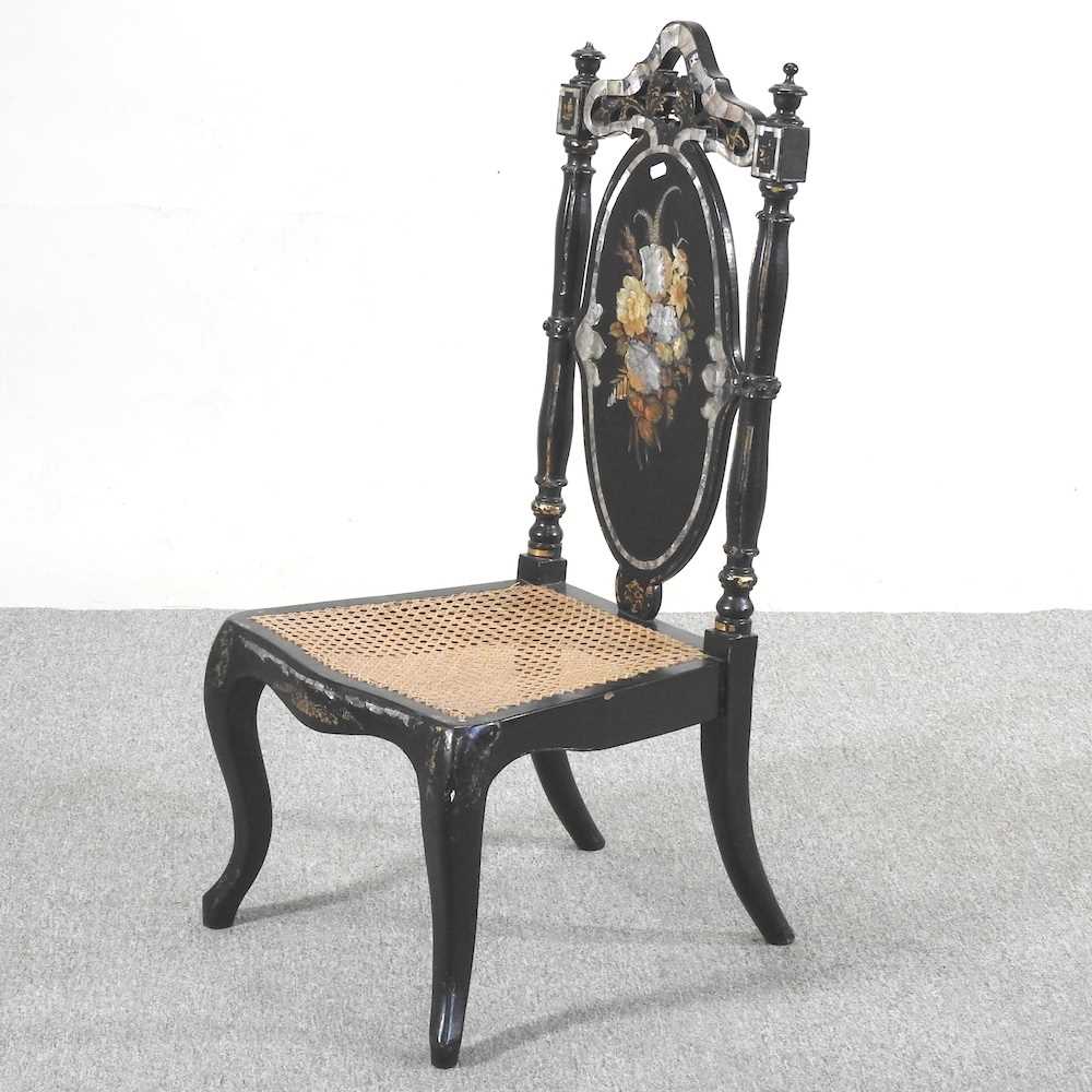 Lot 170 - A Victorian papier mache nursing chair,...