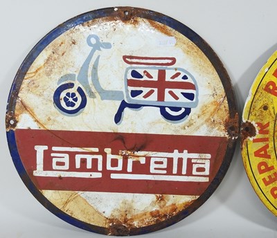Lot 163 - A vintage style advertising sign Lambretta,...