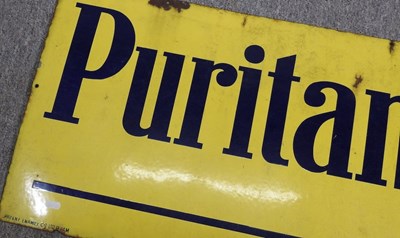 Lot 68 - A painted enamel advertising sign for 'Puritan...