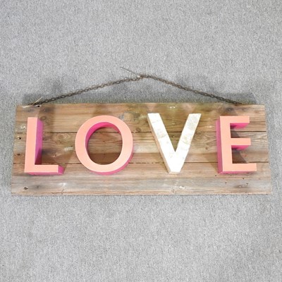 Lot 337 - A rustic wooden Love sign, 117cm wide