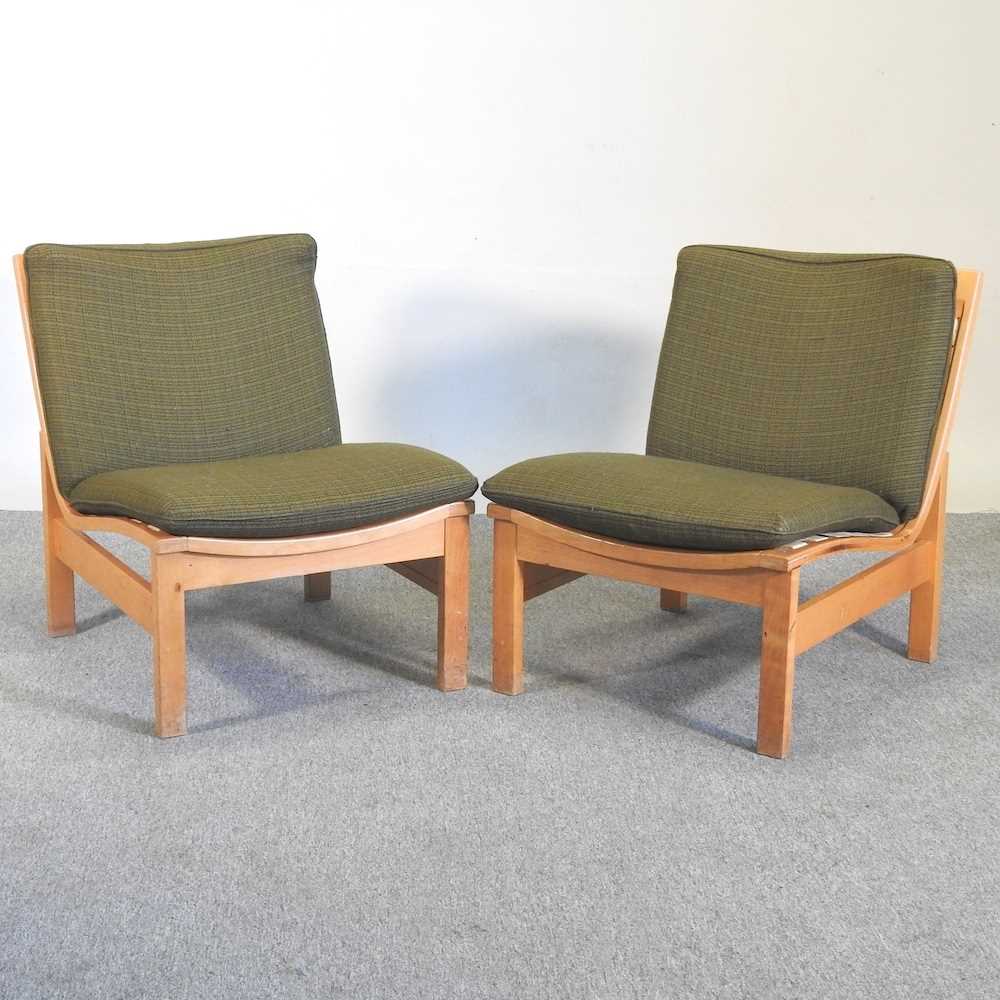 Lot 40 - A pair of 1970's lounge chairs, with loose...