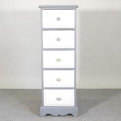 Lot 117 - A painted and pine narrow chest of drawers