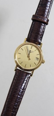 Lot 16 - A Longines ladies gold plated wristwatch, the...