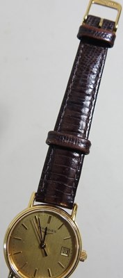 Lot 16 - A Longines ladies gold plated wristwatch, the...