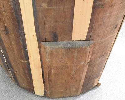 Lot 138 - An antique pine barrel back standing corner...