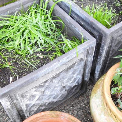 Lot 113 - A pair of faux slate garden planters, 45cm...