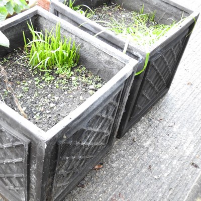 Lot 113 - A pair of faux slate garden planters, 45cm...
