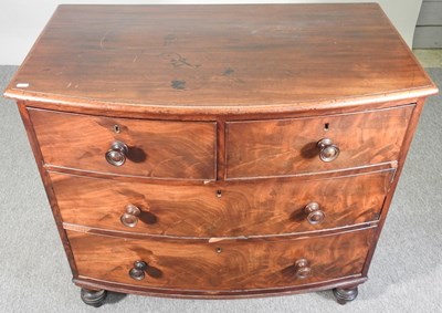 Lot 189 - A Victorian mahogany bow front chest of...